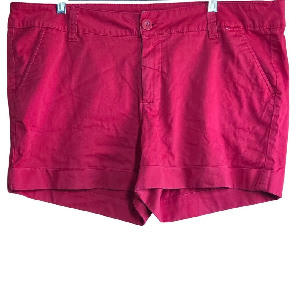 Red Flat Front Shorts with Pockets Size 14